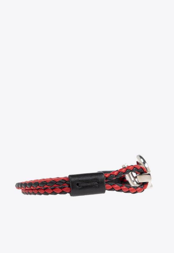 Gancini Two-Tone Braided Leather Bracelet