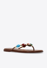 Gianvito Rossi Shanti Leather Slides with Cabochon Stones Brown G15240 05CUO-XCNTECU