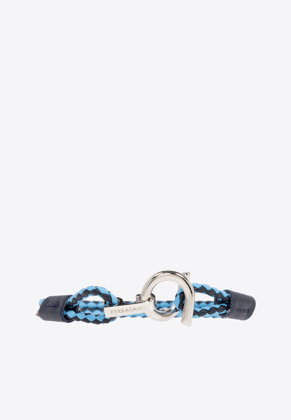 Gancini Two-Tone Braided Leather Bracelet