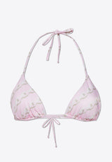 Versace Chain Print Halterneck Bikini Top Pink GÓRA 1001406 1A12919-5PC40