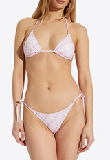 Versace Chain Print Halterneck Bikini Top Pink GÓRA 1001406 1A12919-5PC40