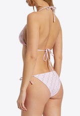 Versace Chain Print Halterneck Bikini Top Pink GÓRA 1001406 1A12919-5PC40