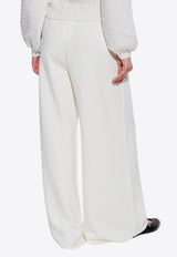 Max Mara Medium Wide-Leg Wool Pants White MEDIUM 2511331021-001