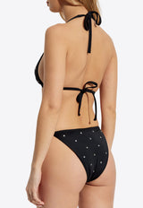 Versace Crystal Embellished Bikini Top Black GÓRA 1018127 1A13678-2B740