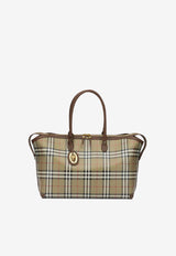 Large Coated Canvas Check Tote Bag