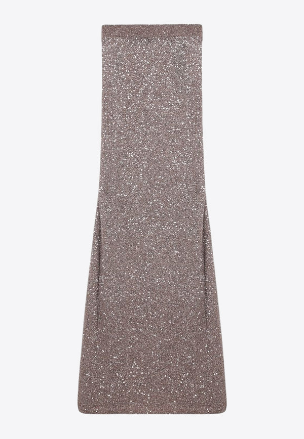 Balenciaga Sequin Embellished Maxi Skirt Brown 813119T7196/Q_BALEN-2182