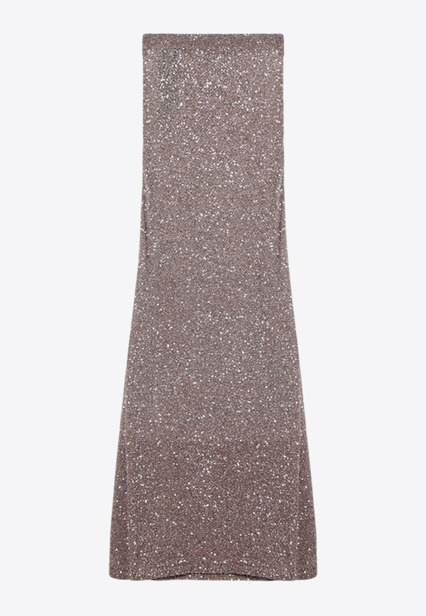 Balenciaga Sequin Embellished Maxi Skirt Brown 813119T7196/Q_BALEN-2182