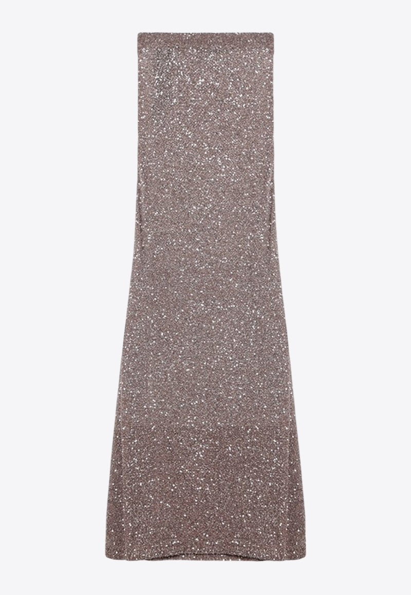 Balenciaga Sequin Embellished Maxi Skirt Brown 813119T7196/Q_BALEN-2182