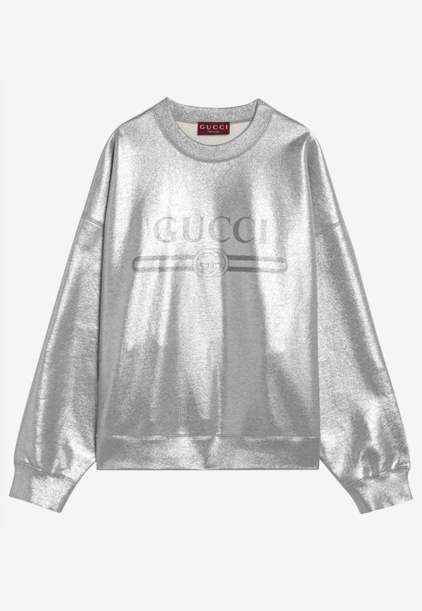 Gucci Laminated Logo Print Sweatshirt Silver 813611XJG0Z/Q_GUC-1275