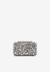 Alexander McQueen Crystal Embellished T-bar Box Clutch Silver 81371517HHI 1402