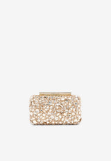 Alexander McQueen Crystal Embellished T-bar Box Clutch Gold 81371517HMU 7050