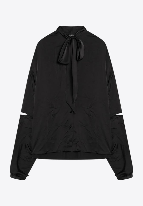 Balenciaga Bow-Neck Cut-Out Blouse Black 814139TKN01/Q_BALEN-1000