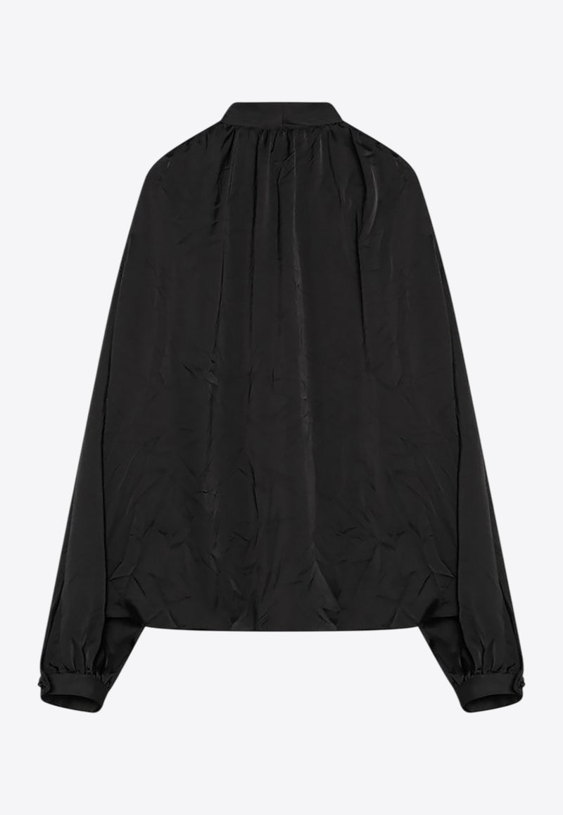 Balenciaga Bow-Neck Cut-Out Blouse Black 814139TKN01/Q_BALEN-1000