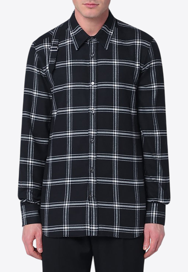 Alexander McQueen Twin Needle Harness Checkered Shirt Black 814736QSABR/Q_ALEXQ-1058
