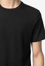 Prada Logo Embroidered T-shirt Black UJN712S2111YDP_F0002