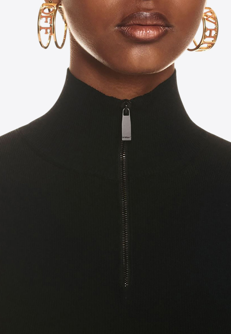 Off-White Pleated Long-Sleeved Mini Dress Black OWHI104F23KNI001_1010