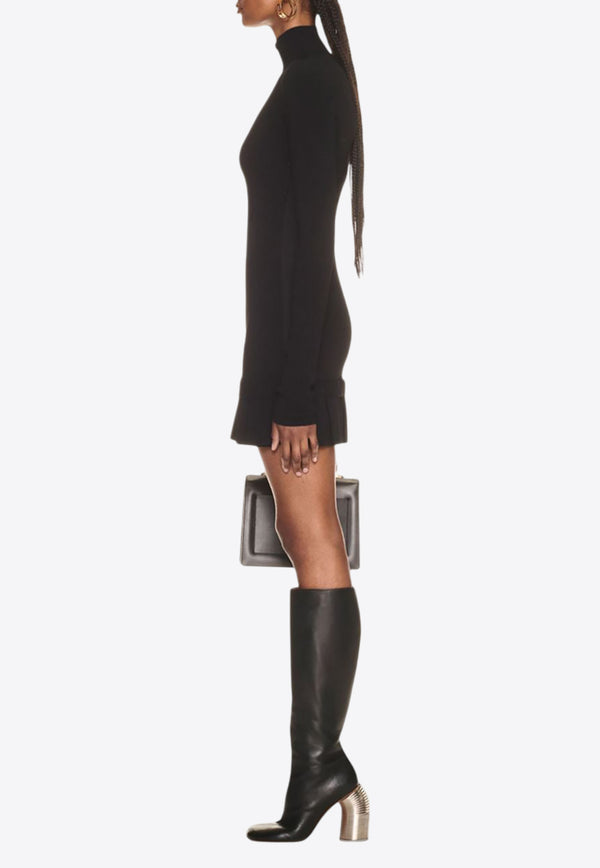 Off-White Pleated Long-Sleeved Mini Dress Black OWHI104F23KNI001_1010