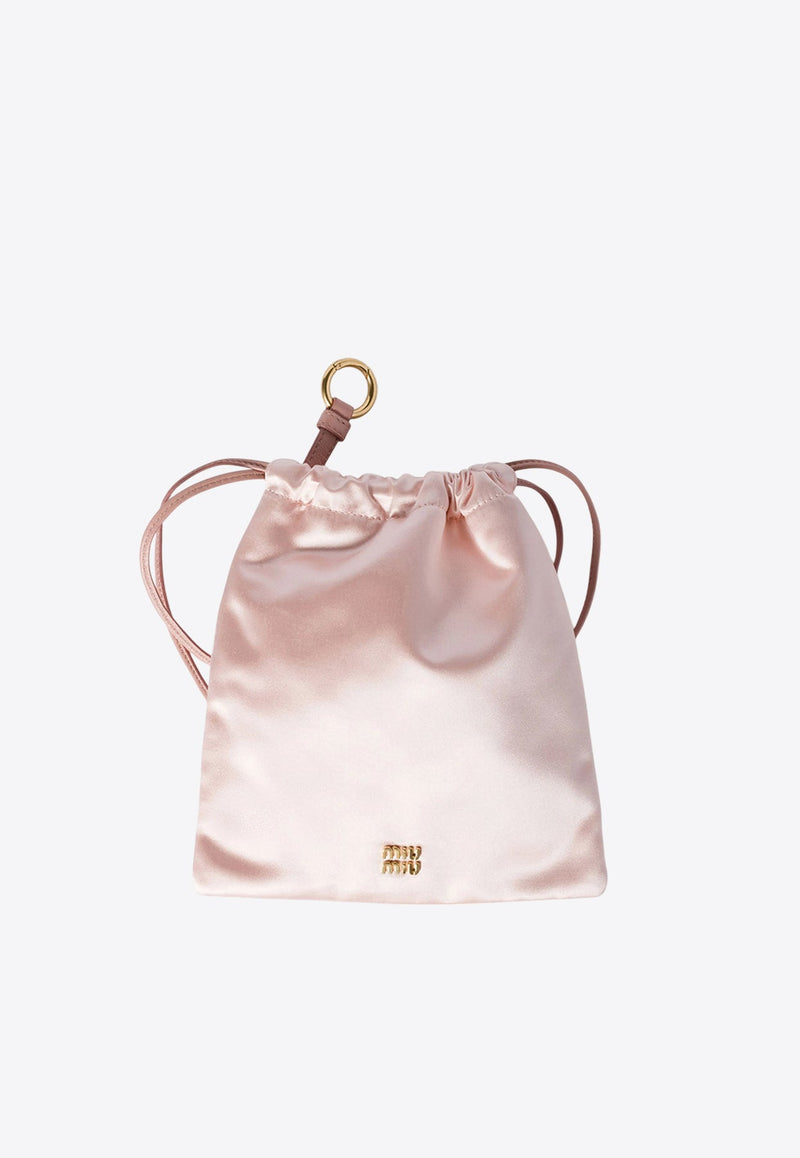 Miu Miu Logo Plaque Satin Pouch Bag Pink 5NG010049_F0615_TH