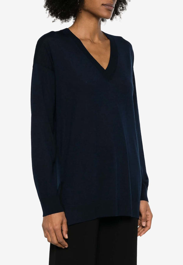 P.A.R.O.S.H Linfa V-Neck Wool Blend Sweater Blue D511668LINFA25_012