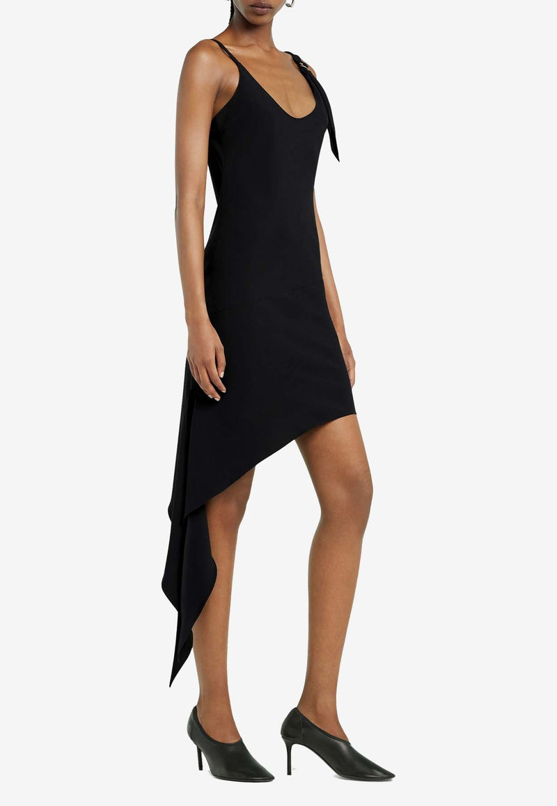 Courrèges Knot Asymmetric Midi Dress Black 125CRO538PL0147_9999