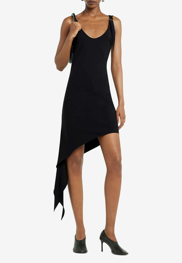 Courrèges Knot Asymmetric Midi Dress Black 125CRO538PL0147_9999