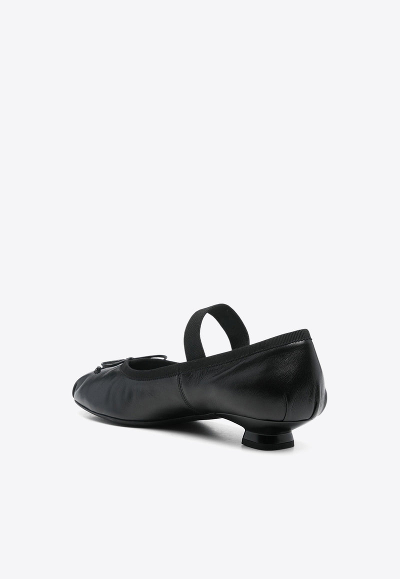 Miu Miu Logo Leather Ballet Flats Black 5I348EF025011_F0002
