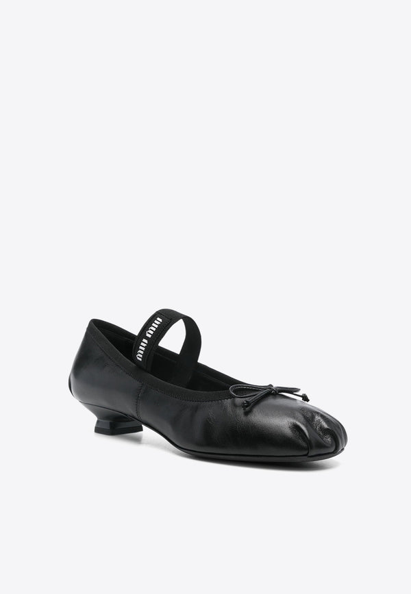 Miu Miu Logo Leather Ballet Flats Black 5I348EF025011_F0002