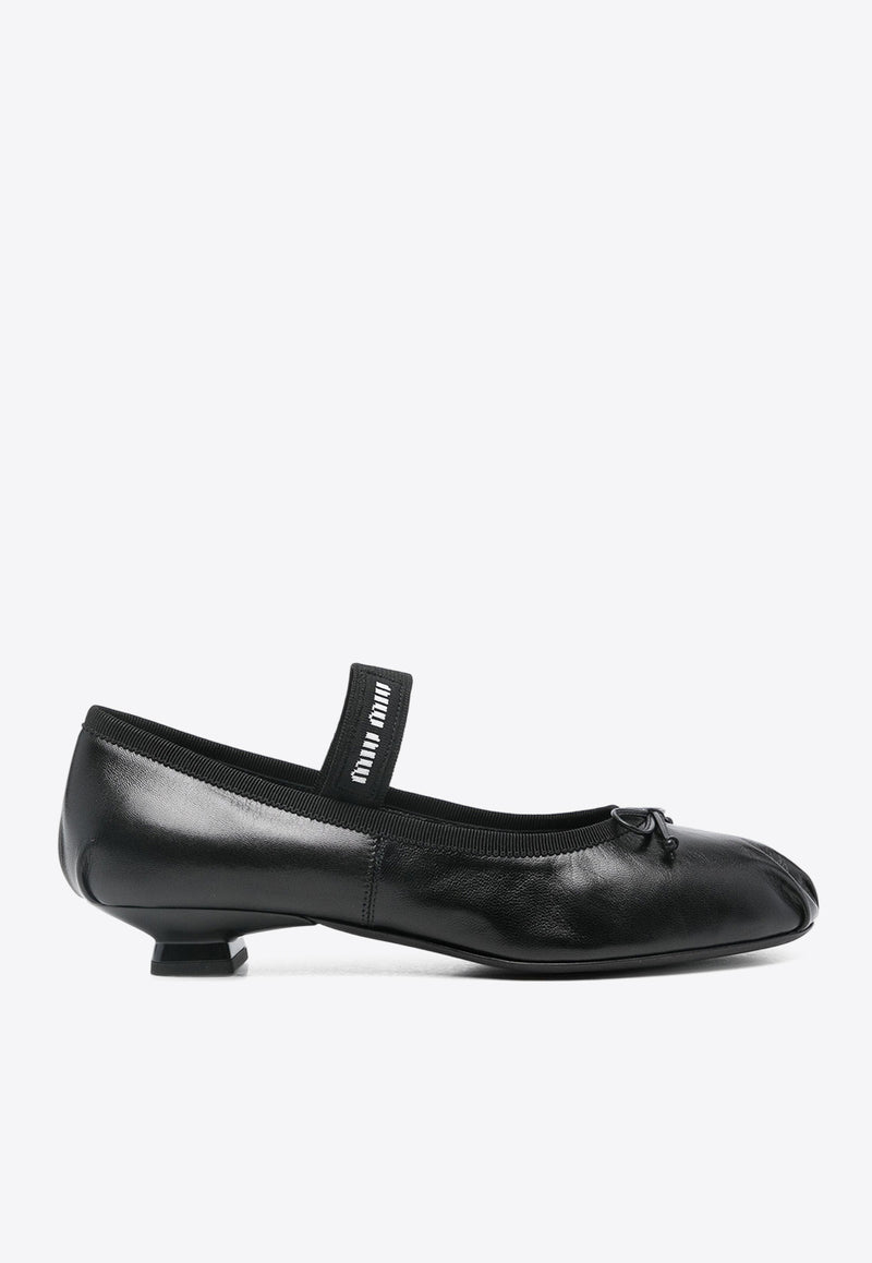 Miu Miu Logo Leather Ballet Flats Black 5I348EF025011_F0002