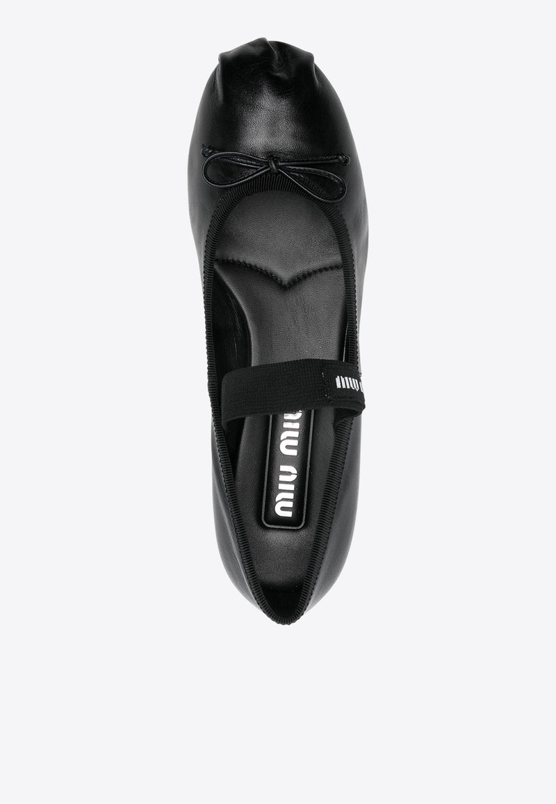 Miu Miu Logo Leather Ballet Flats Black 5I348EF025011_F0002