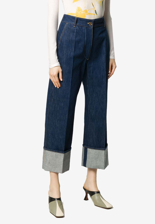 Patou Iconic Cuffed Denim Pants Blue TR0030008_602D