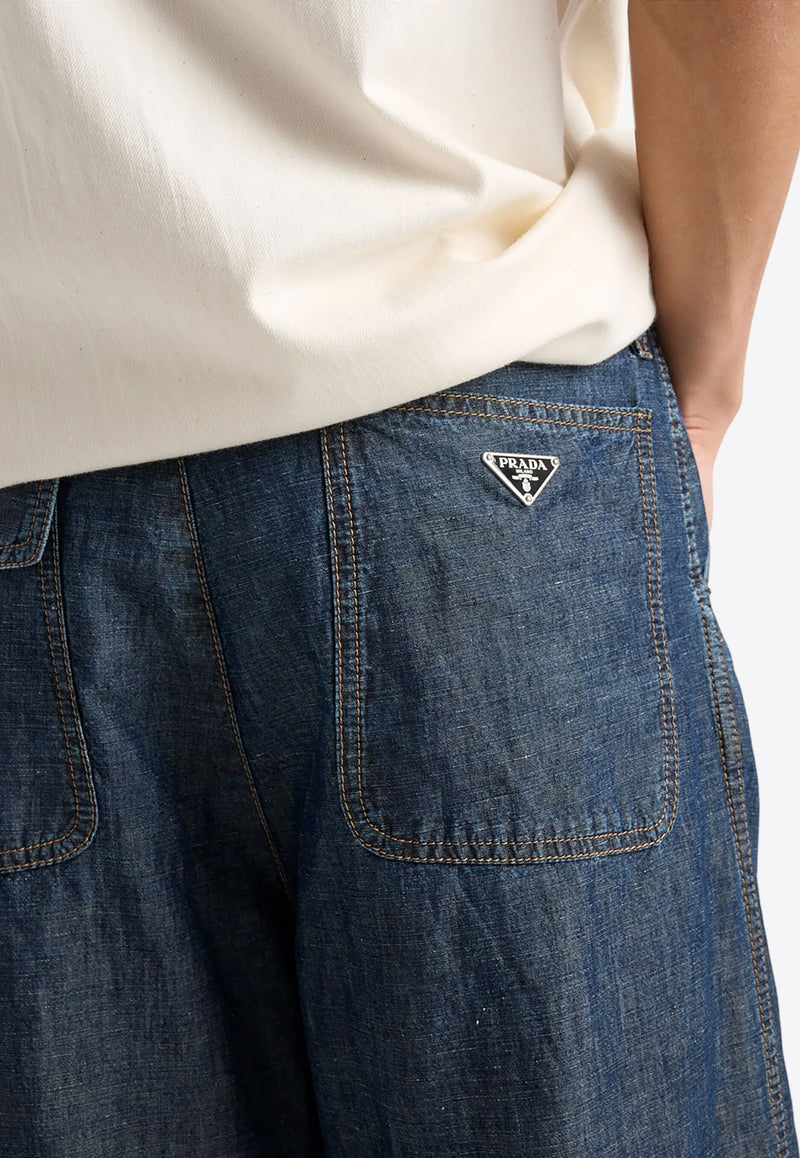 Prada Chambray Straight-Leg Jeans Blue GEP403SOOO14J2_F0008