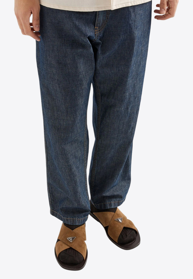 Prada Chambray Straight-Leg Jeans Blue GEP403SOOO14J2_F0008