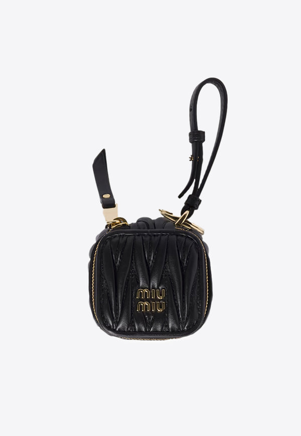 Miu Miu Trick Quilted Leather Pouch Key-Ring Black 5TL527AFPP_F0002