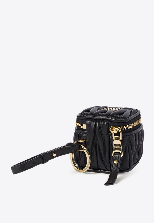 Miu Miu Trick Quilted Leather Pouch Key-Ring Black 5TL527AFPP_F0002