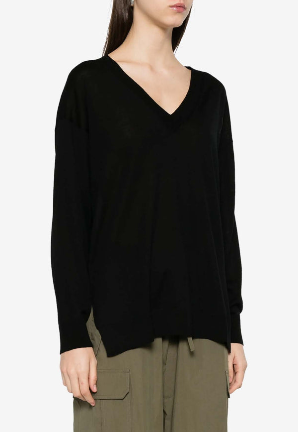 P.A.R.O.S.H Linfa V-Neck Wool Blend Sweater Black D511668LINFA25_013
