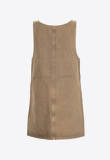 Miu Miu Logo Patch Washed Denim Mini Dress Brown MF5633SOOO1350_F0244