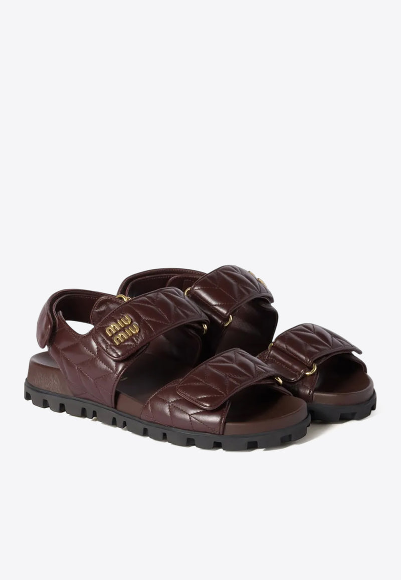 Miu Miu Sporty Quilted Leather Sandals Brown 5X135EF01088T_F0NBL
