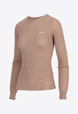 Miu Miu Logo Intarsia Cashmere-Blend Sweater Beige MML821S23213KV_F0040