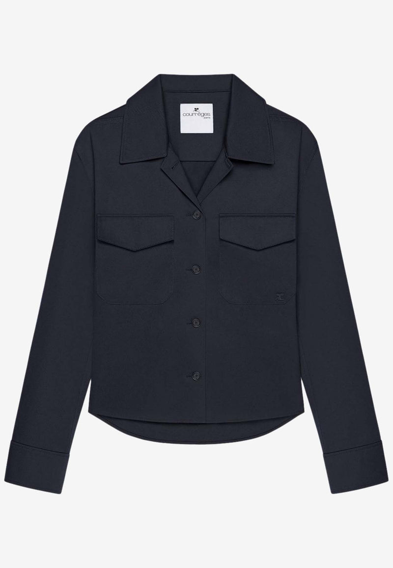 Courrèges Embroidered Logo Utility Shirt Navy 125CCH074PL0178_7075