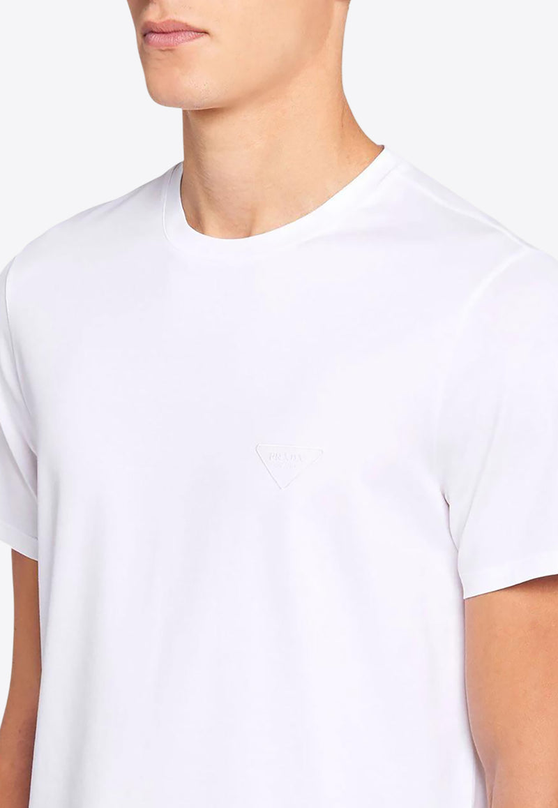 Prada Logo Embroidered T-shirt White UJN712S2111YDP_F0009