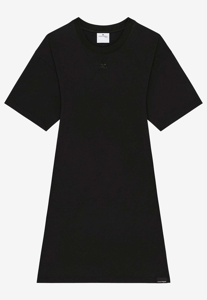 Courrèges Embroidered Logo Mini T-shirt Dress Black 125JRO537JS0107_9999