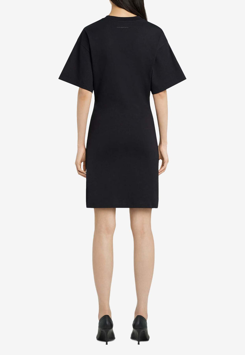 Courrèges Embroidered Logo Mini T-shirt Dress Black 125JRO537JS0107_9999