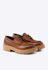 Prada Lace-Up Leather Loafers Brown 1E802NFG045070_F0046