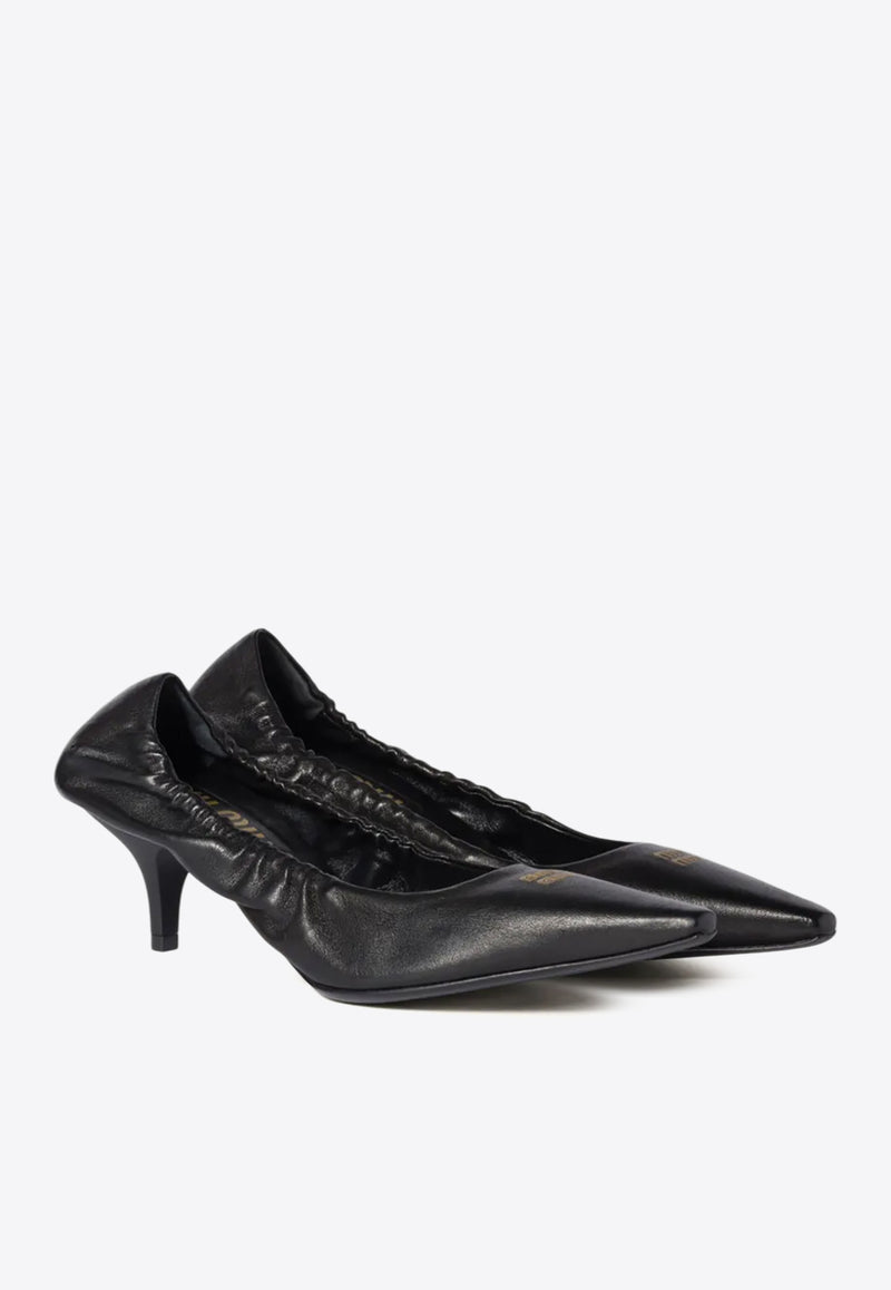 Miu Miu 55 Ruched Leather Pumps Black 5I374EF055EFX_F0002