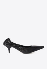 Miu Miu 55 Ruched Leather Pumps Black 5I374EF055EFX_F0002