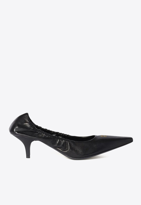 Miu Miu 55 Ruched Leather Pumps Black 5I374EF055EFX_F0002