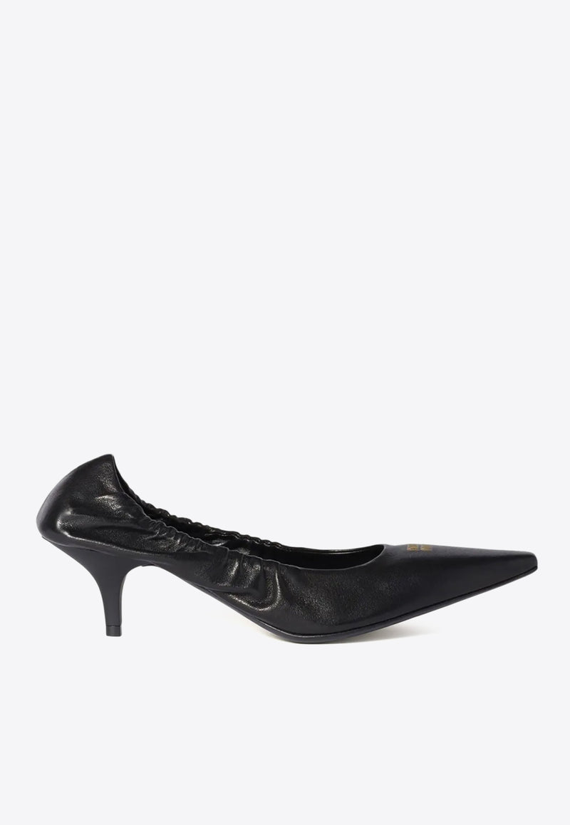 Miu Miu 55 Ruched Leather Pumps Black 5I374EF055EFX_F0002