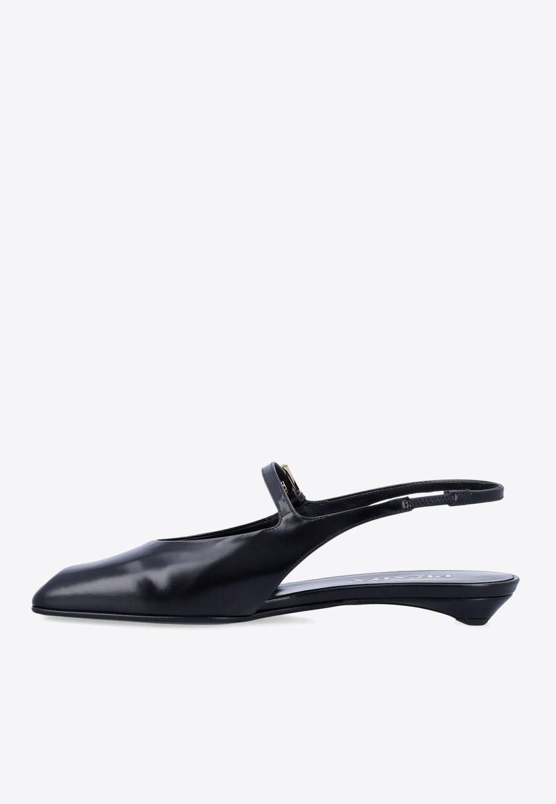 Prada Brushed Leather Slingback Flats Black 1F828NF015055_F0002