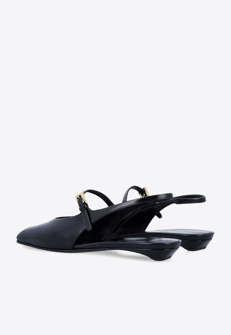 Prada Brushed Leather Slingback Flats Black 1F828NF015055_F0002