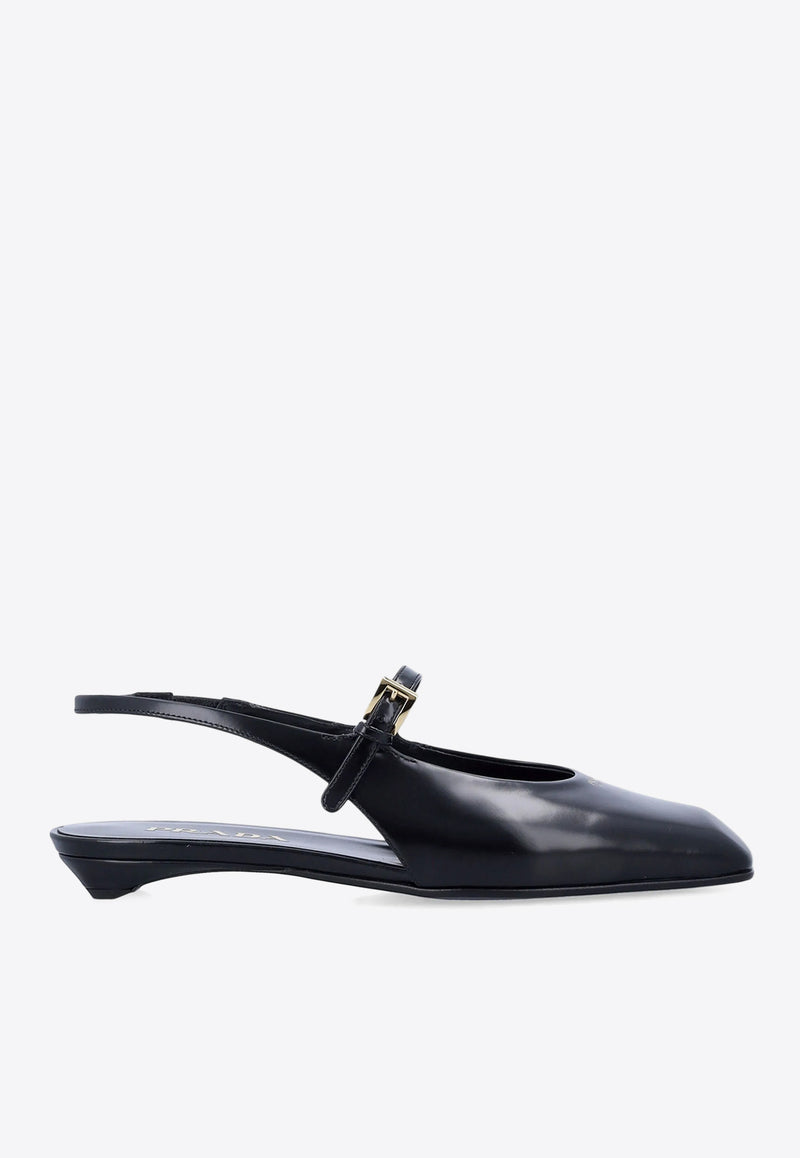 Prada Brushed Leather Slingback Flats Black 1F828NF015055_F0002